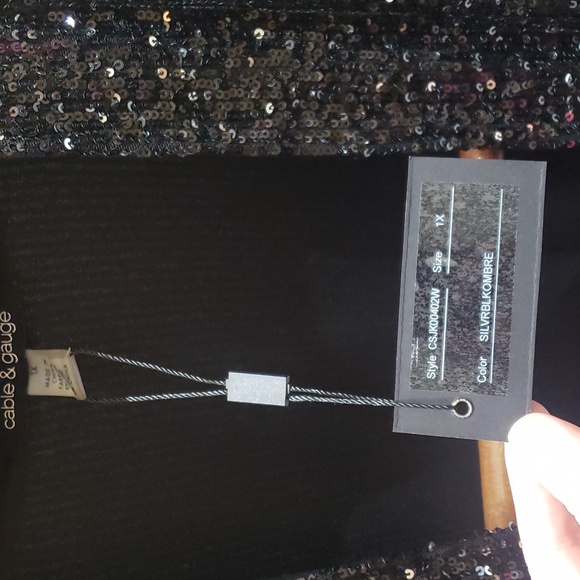 Nwt Cable & gauge sequin cover top 1X black silver - Picture 5 of 10